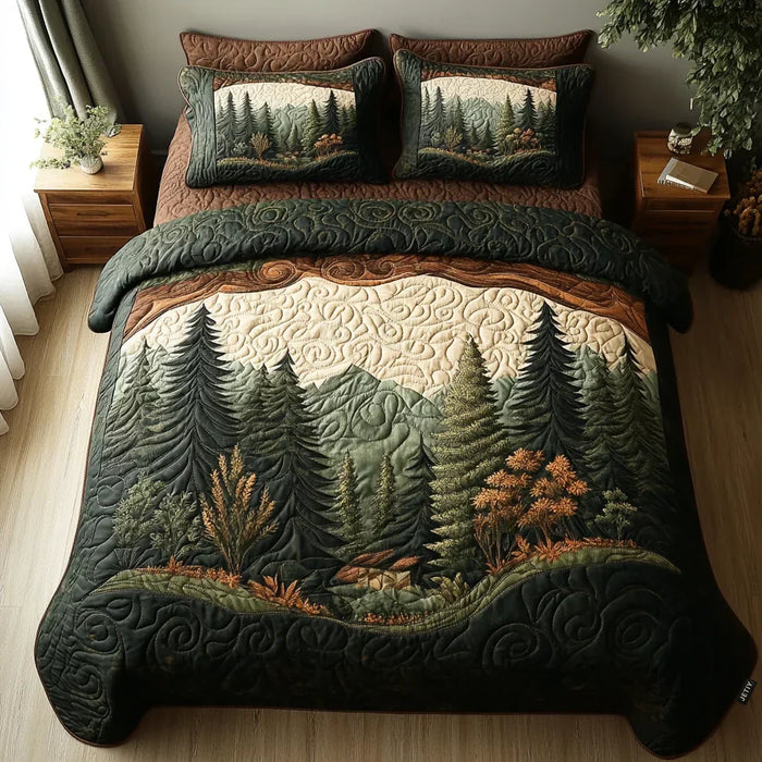 3-Piece Quilted Bed Set - Forest Walk