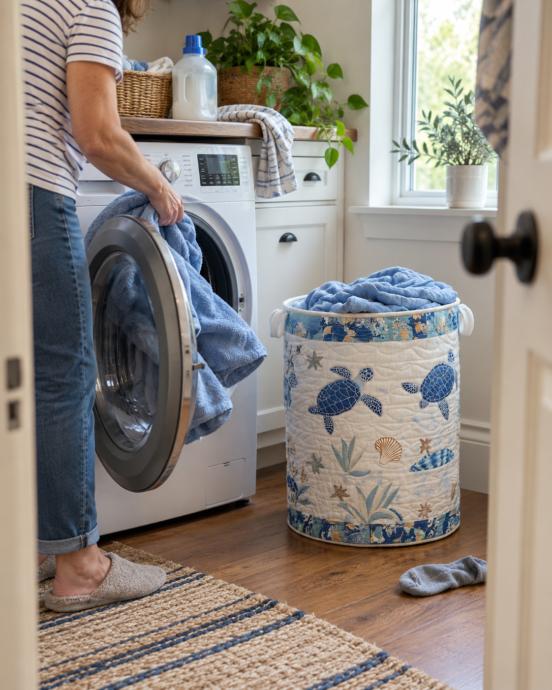 Coastal Calm Laundry Basket