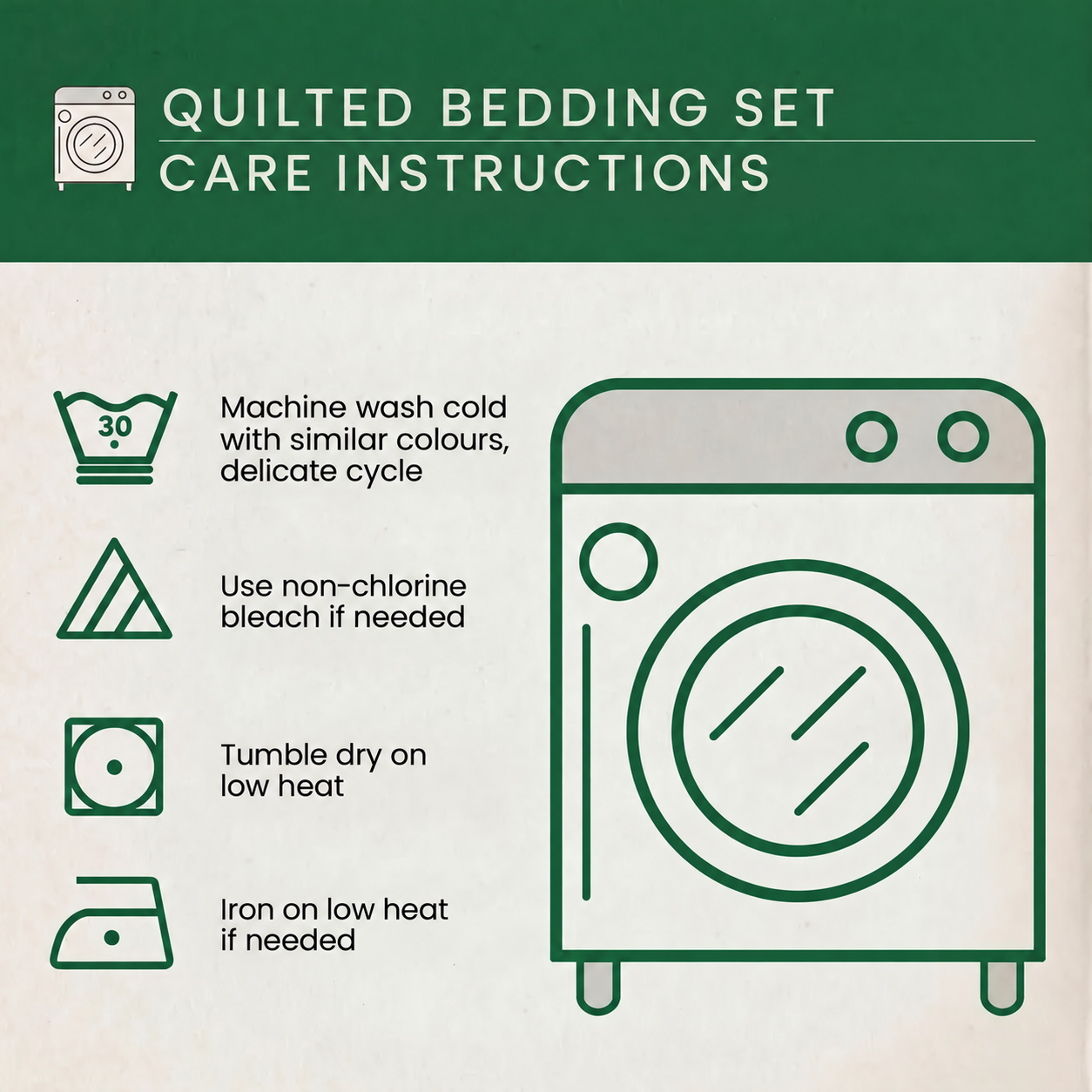Bedding care instructions