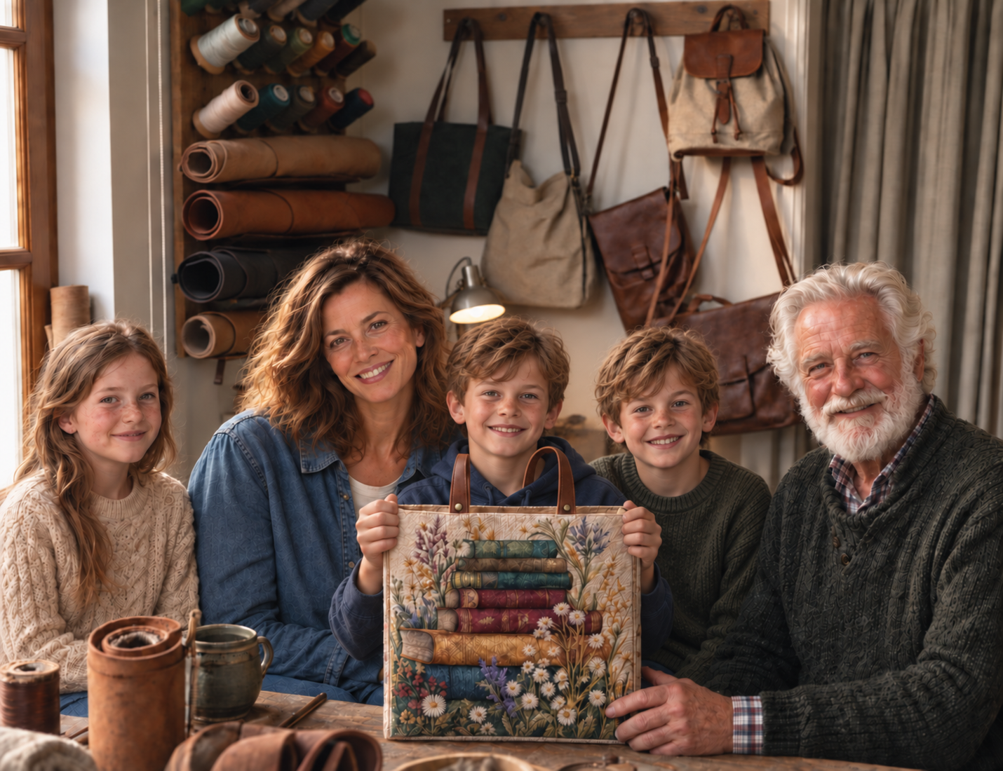 The Ciara Cork Home family in their workshop