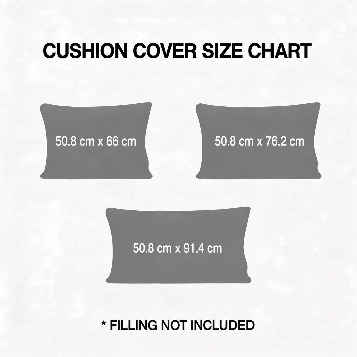Cushion cover size chart