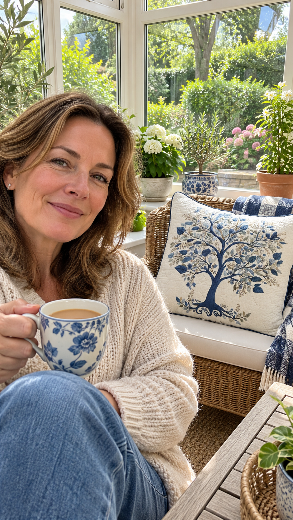 Blue Floral Cushion