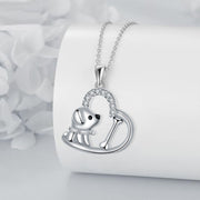 Silver collar with heart pendant 'Loyal Companion'