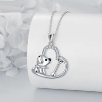 Silver collar with heart pendant 'Loyal Companion'