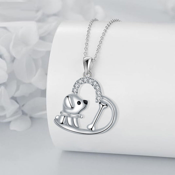 Silver collar with heart pendant 'Loyal Companion'