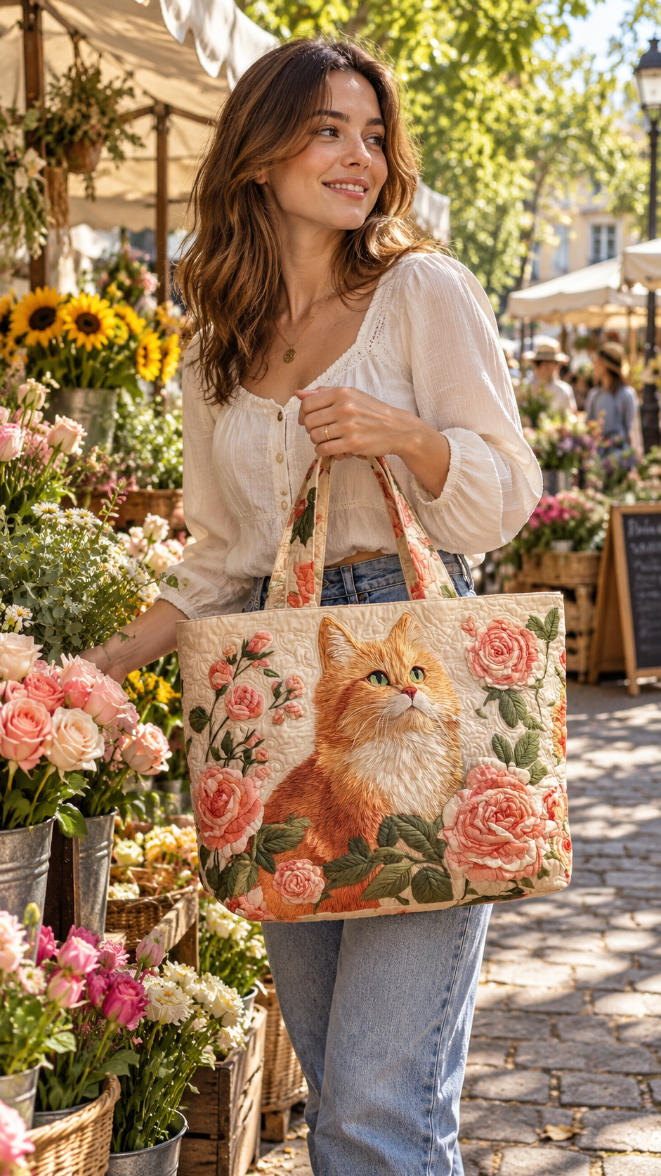 Floral Cat Tote