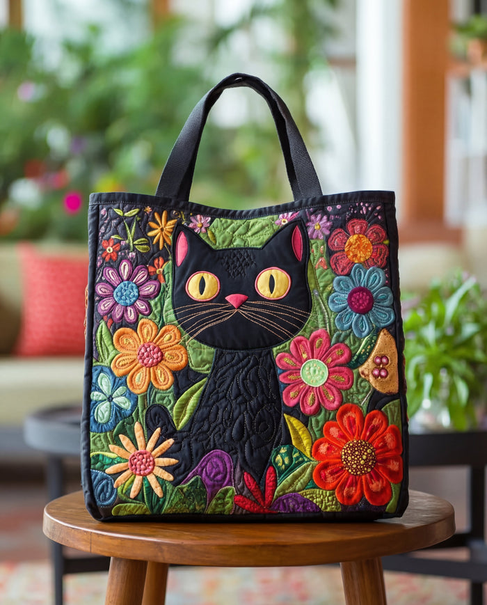 Handmade Quilted Bag “Enchanted Black Cat”