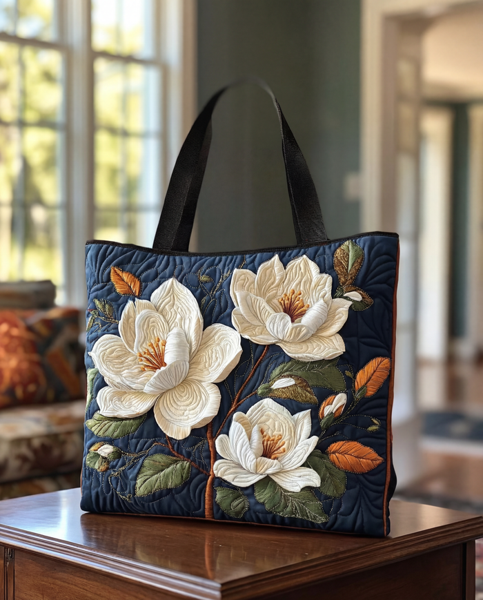 Quilted Handmade Bag "Delicate Magnolia"