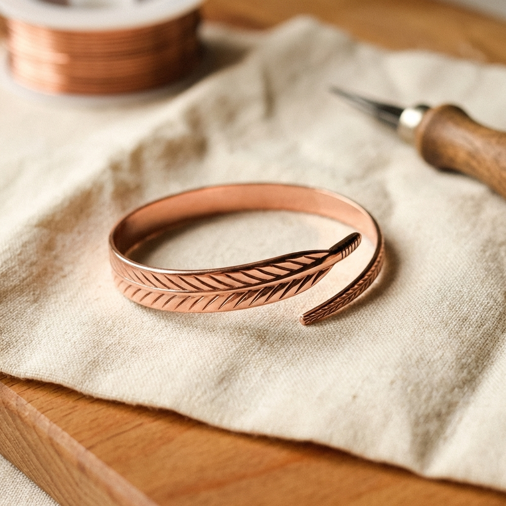 Carved Wing Bronze Bracelet