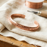 Engraved Floral Bronze Bracelet