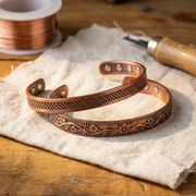 Engraved Mesh Copper Jewelry Set