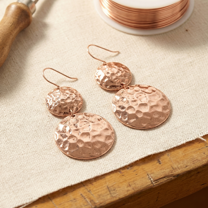 Handcrafted Copper Disk Earrings