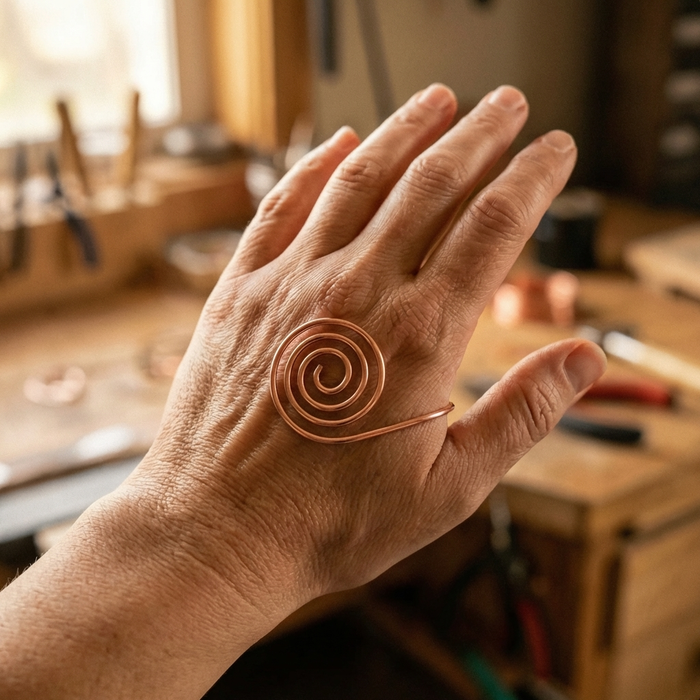 Artisan Crafted Spiral Copper Hand Jewelry