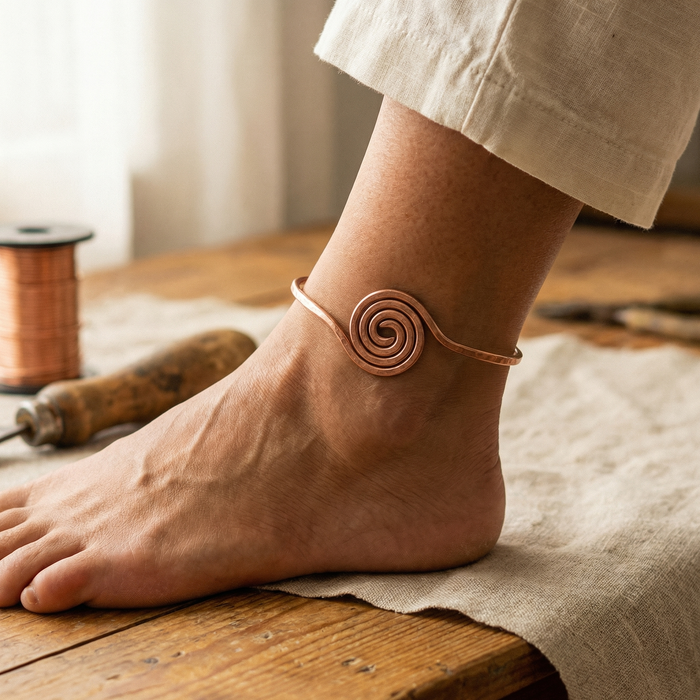 Spiral Design Bronze Ankle Bracelet