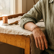 Stone-Embellished Knitted Copper Bracelet