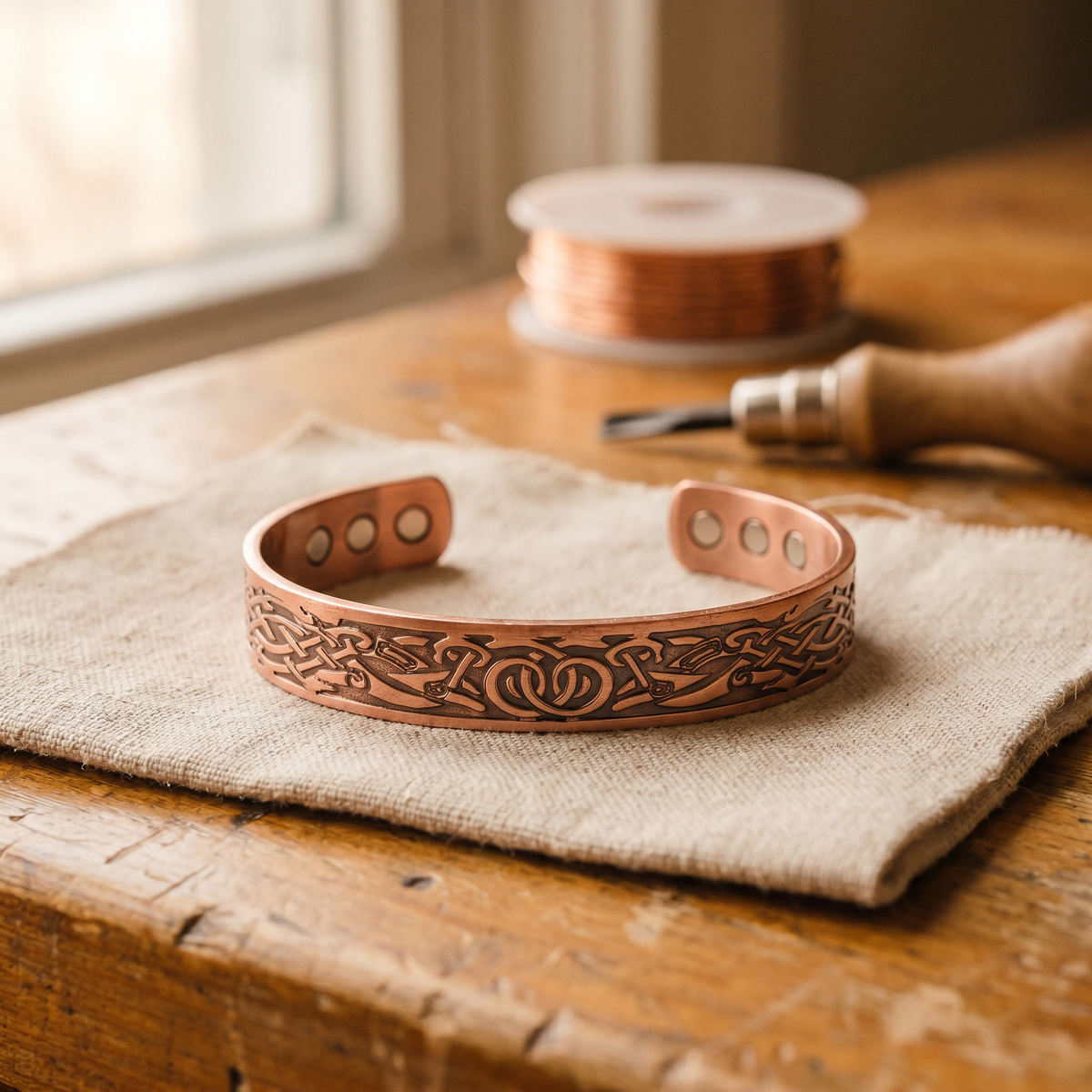 Botanically Inspired Copper Magnetic Bracelet