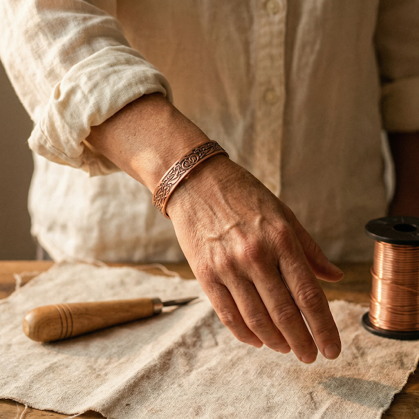Botanically Inspired Copper Magnetic Bracelet