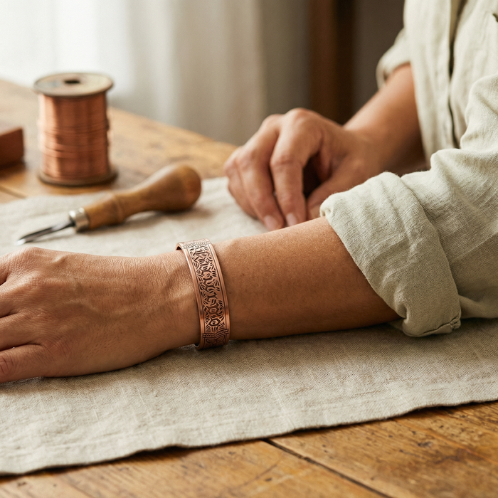 Engraved Copper Magnetic Bracelet