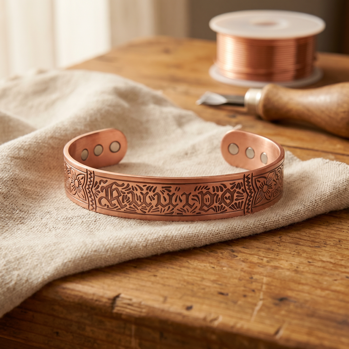 Engraved Copper Magnetic Bracelet