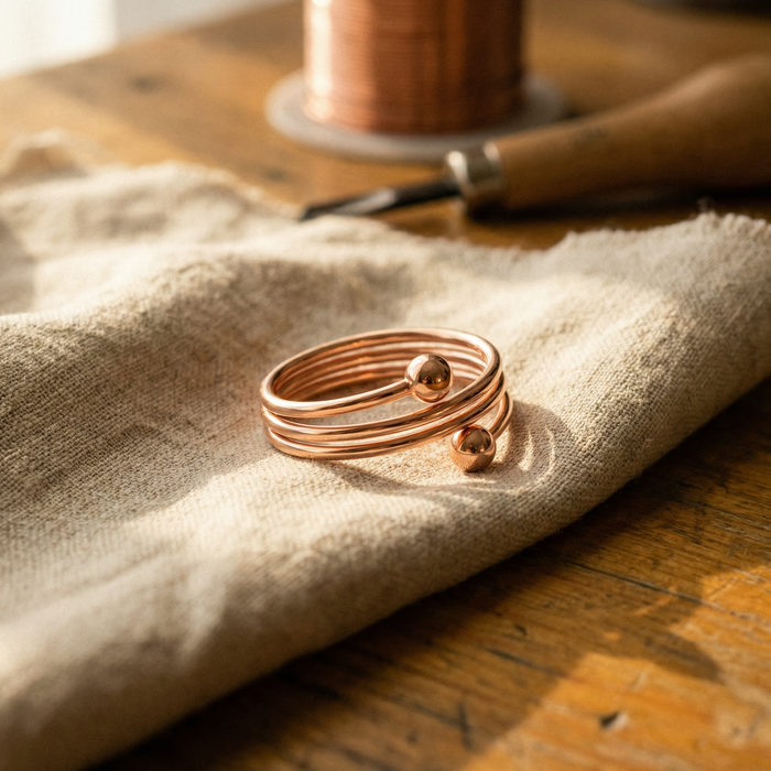 Triple Row Spiral Copper Ring