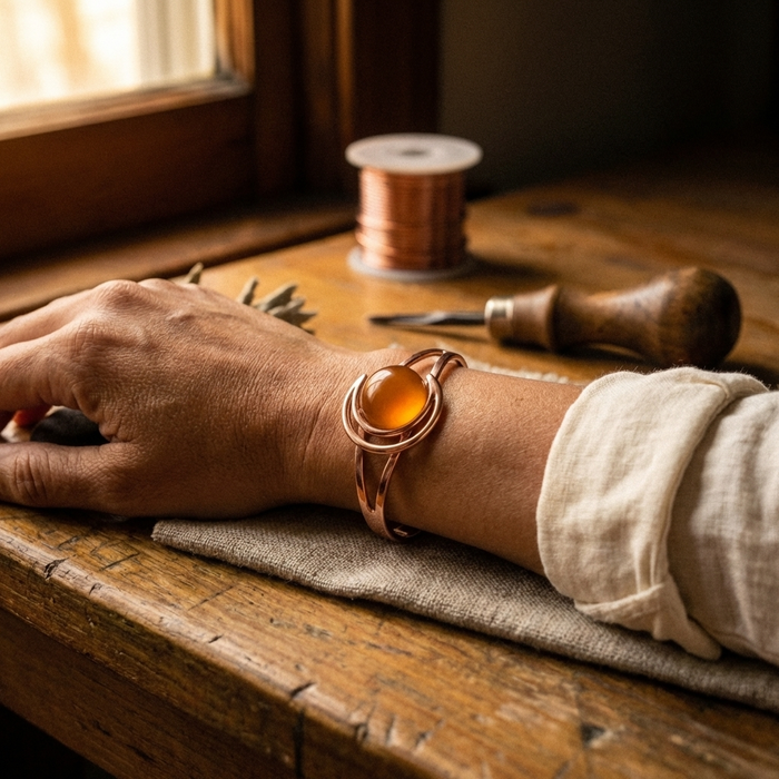 Amber-Accented Bronze Bracelet