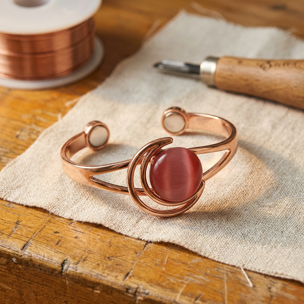 Pink Stone Adorned Bronze Bracelet