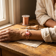 Pink Stone Adorned Bronze Bracelet