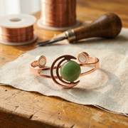 Green Stone Adorned Bronze Bracelet