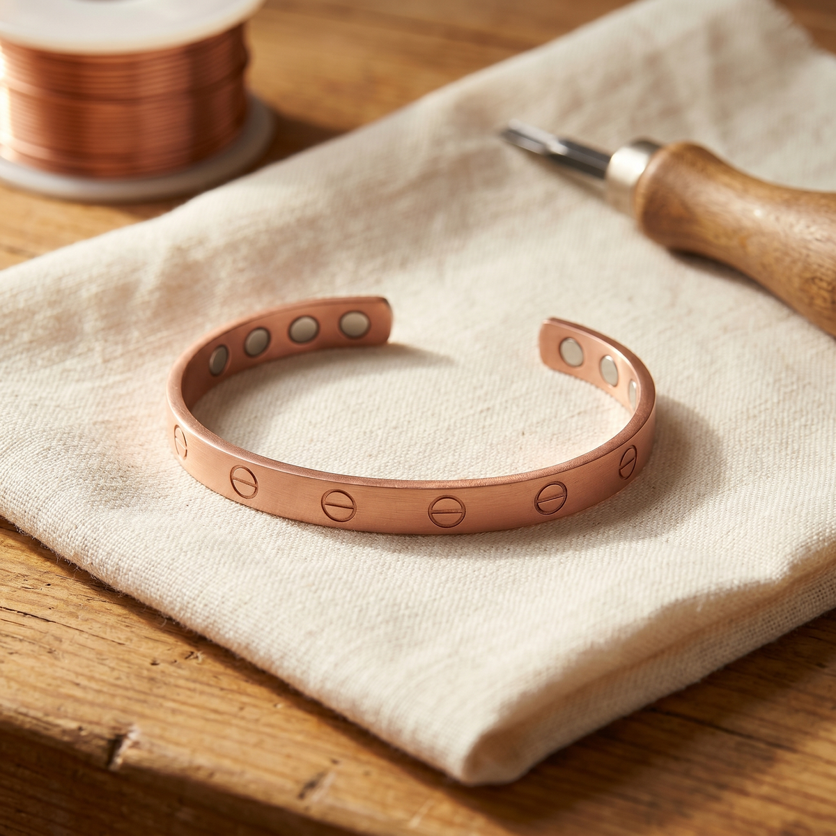 Relief-Designed Bronze Bracelet