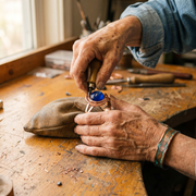 Bronze Bracelet Featuring a Blue Stone