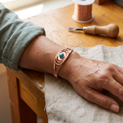 Turquoise-Embellished Bronze Bracelet