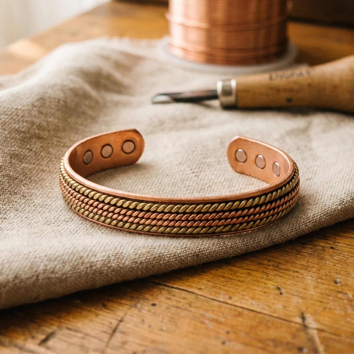 Artisan Crafted Copper Magnetic Bracelet