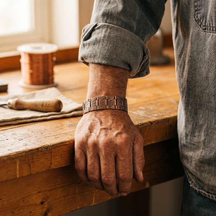 Men's Embossed Wing Bronze Bracelet