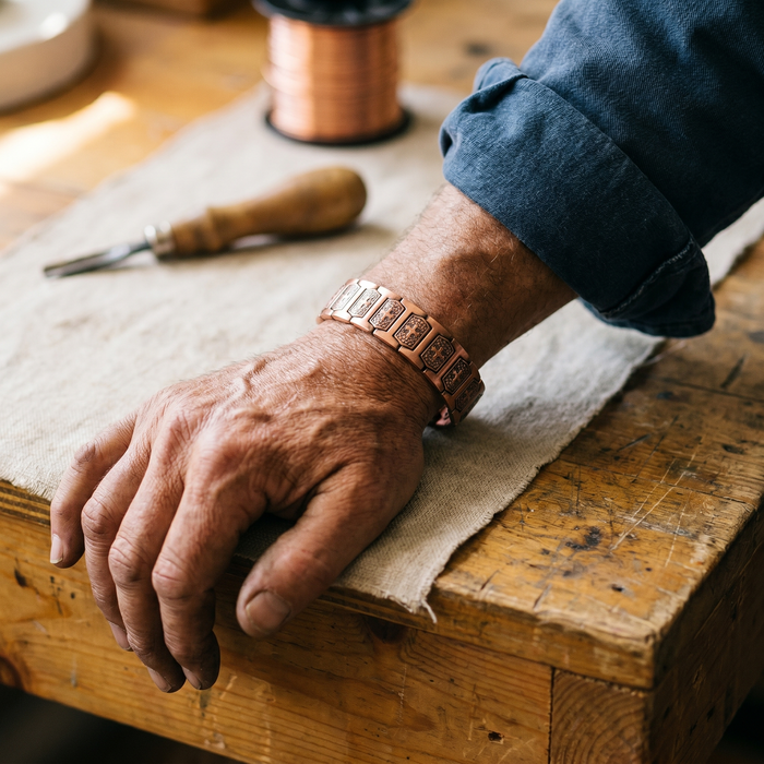 Brass Men's Bracelet with Dot Accents