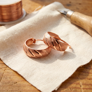 Diagonal Groove Bronze Earrings