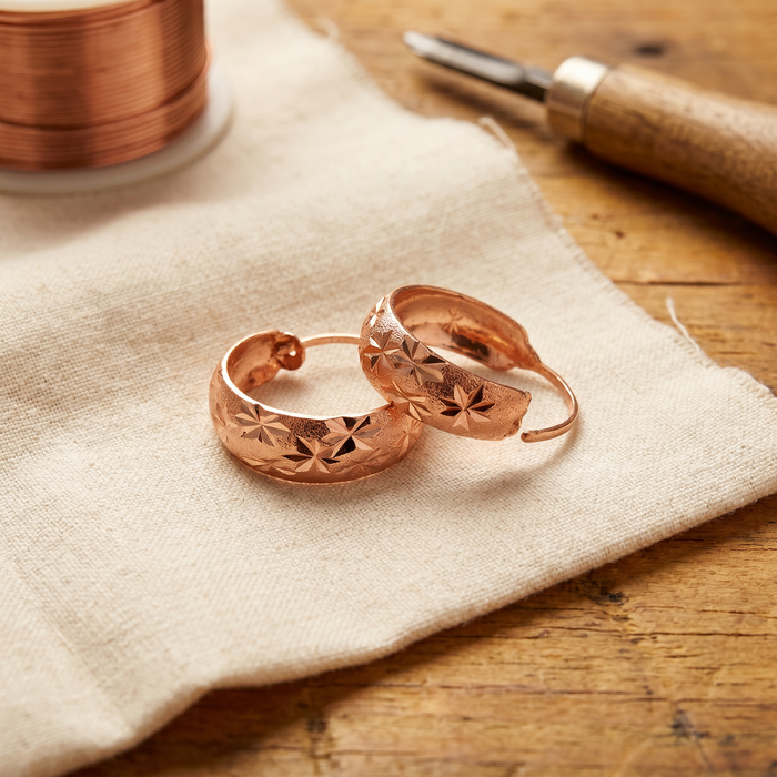 Engraved Star Bronze Earrings