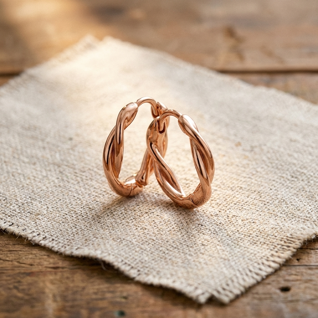 Twisted Copper Hoop Earrings