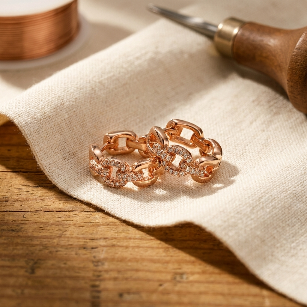 Crystal-Accented Bronze Earrings