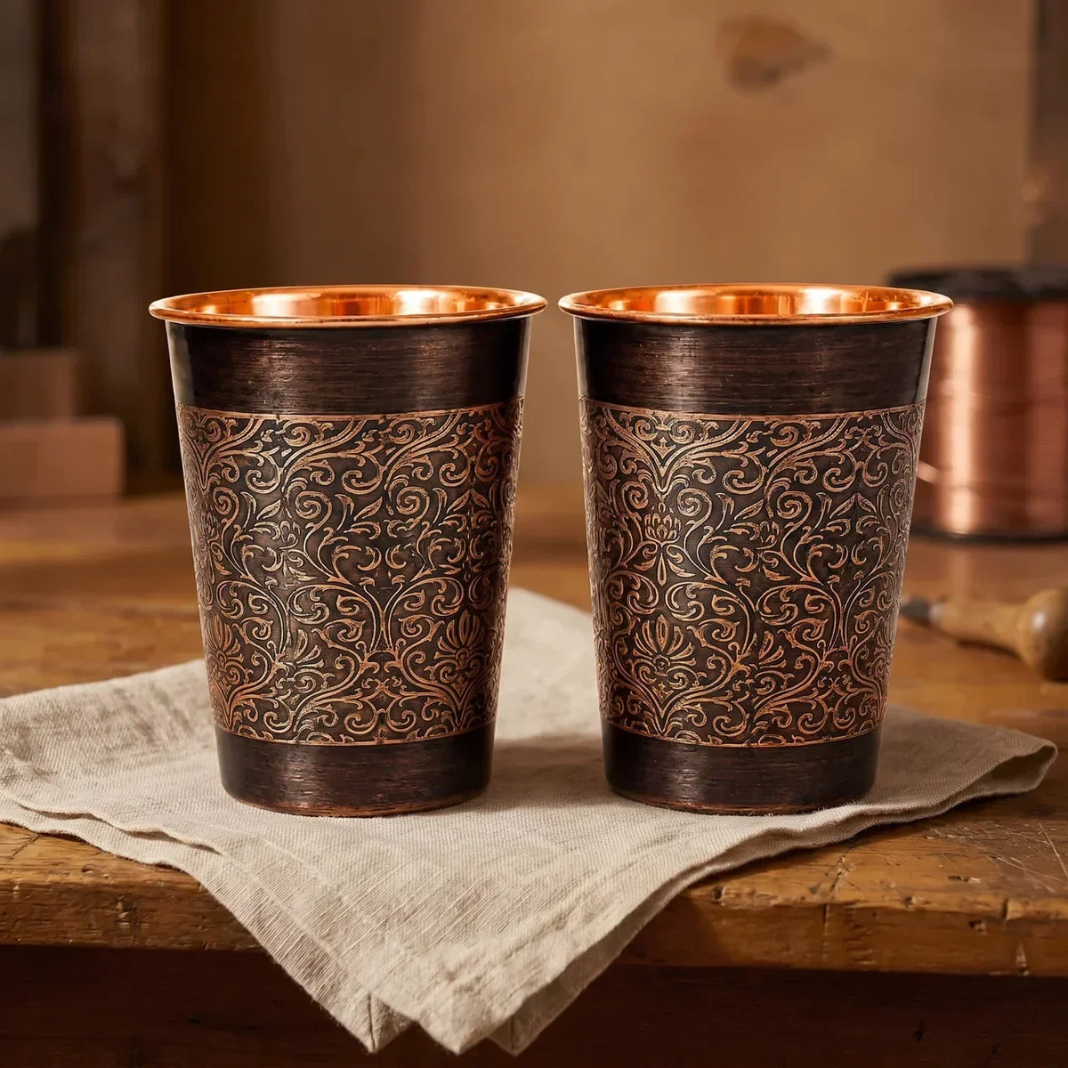 Pair of Floral Brass Glasses