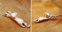 Sterling Silver Necklace with Playful Cat