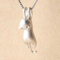 Sterling Silver Necklace with Playful Cat