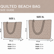 Quilted beach bag size guide
