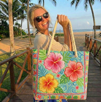 Handmade Beach Bag | Tropical Flower